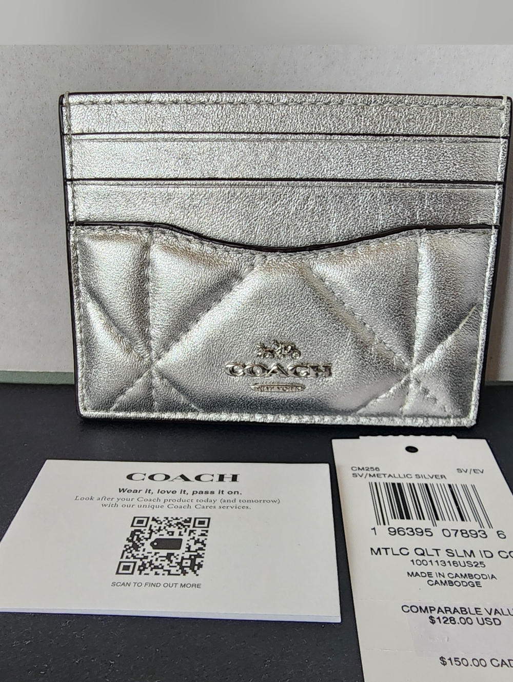 SOLD✨️NWT✨️ Coach Metallic Quilted Small ID Card Holder, 2023, $128 MSRP
